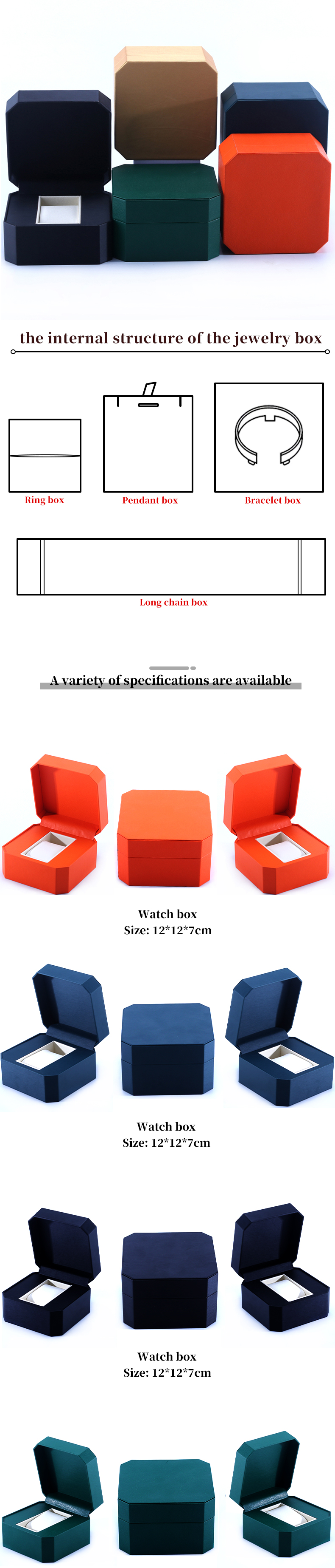 Octagonal Sleek Luxury Leather Watch Box With Soft Velvet Lining For Gift