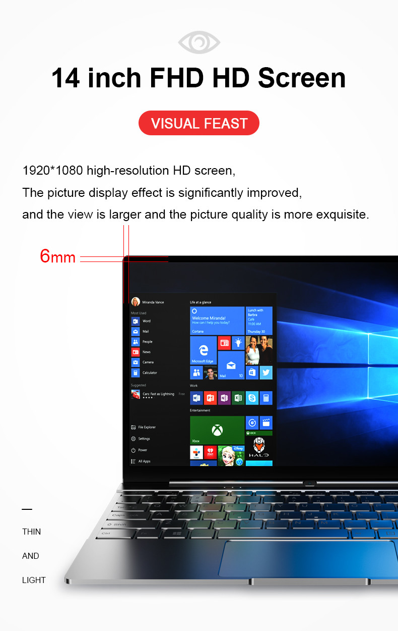 14.1inch Notebook Ram 12gb Ssd 24gb Laptop Mini Computer For School Home