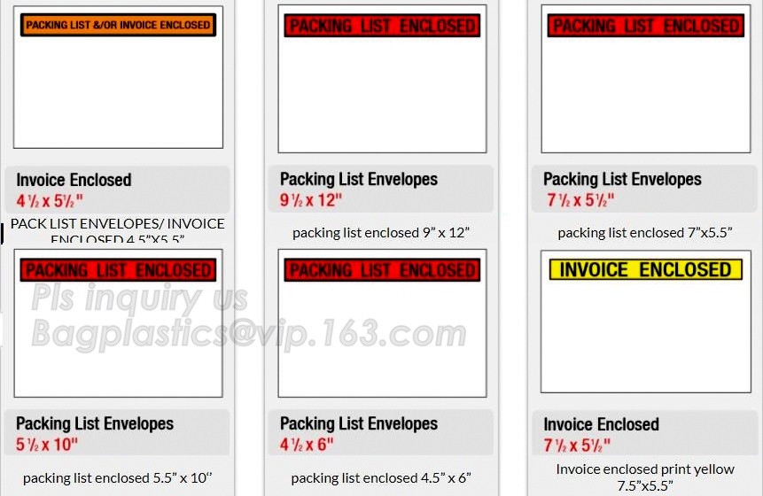 Clear Adhesive Back, Packing List / Shipping Label Envelope Pouches, seal envelope courier bag express custom mailing ba