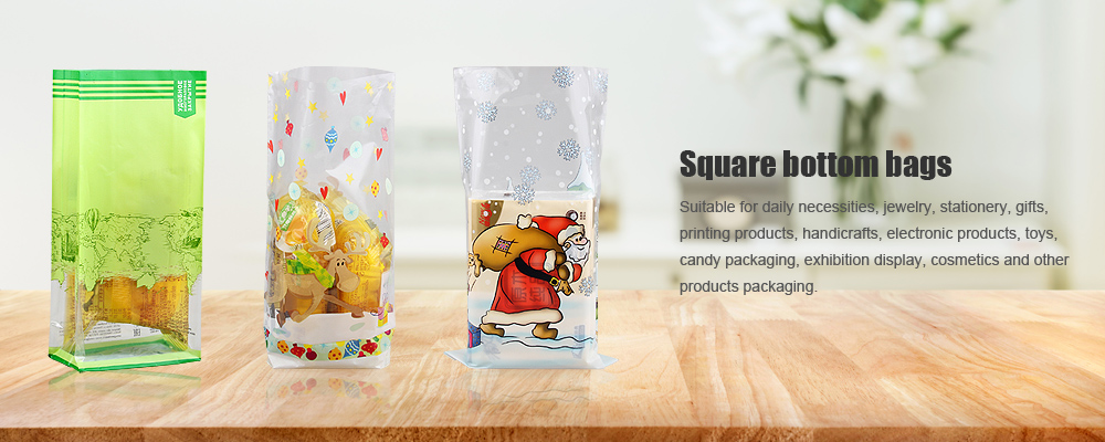 Custom Printing Square Bottom Stand Up Plastic Bags For Candy Coffee Tea Packaging