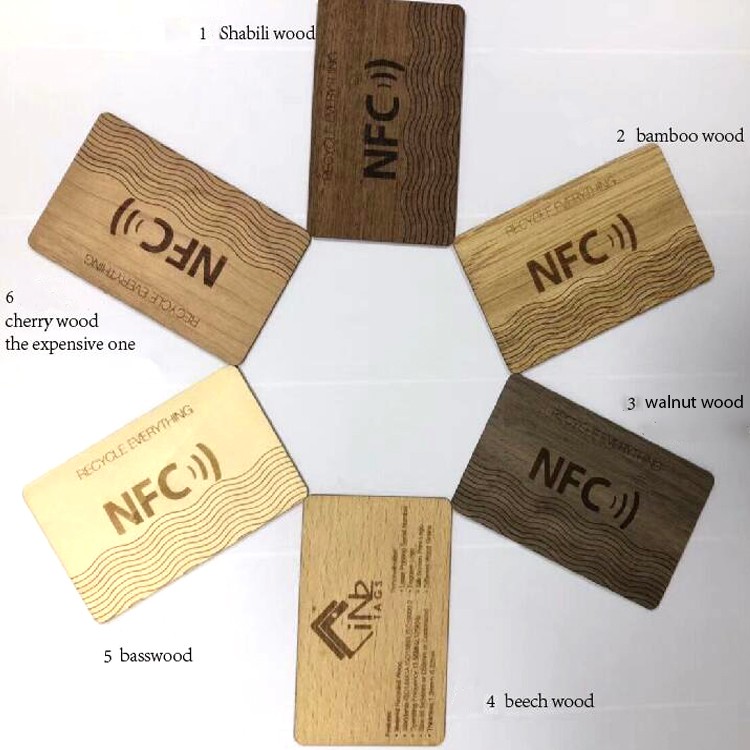 Programmable Bamboo Wood Business Cards NFC for RFID Hotel Key ISO14443A Smart 213