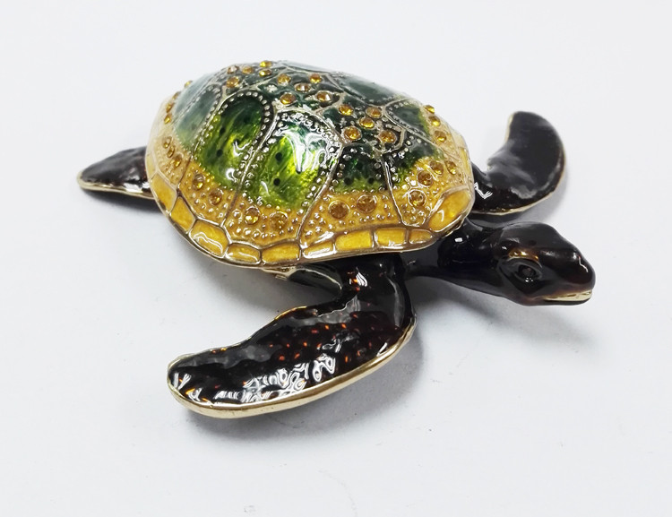 Metal turtle jewelry box bedside turtle enamel metal jewelry box
