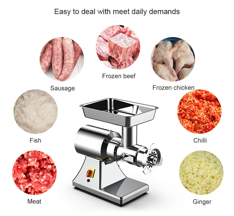 Electric Commercial Meat Mincer Easy Cleaning Maintenace With Spare Blade