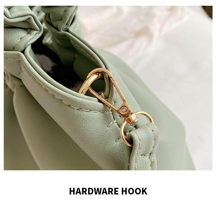 Women's Waterproof Mobile Phone Bucket Bag with Pleated Design and PU Leather