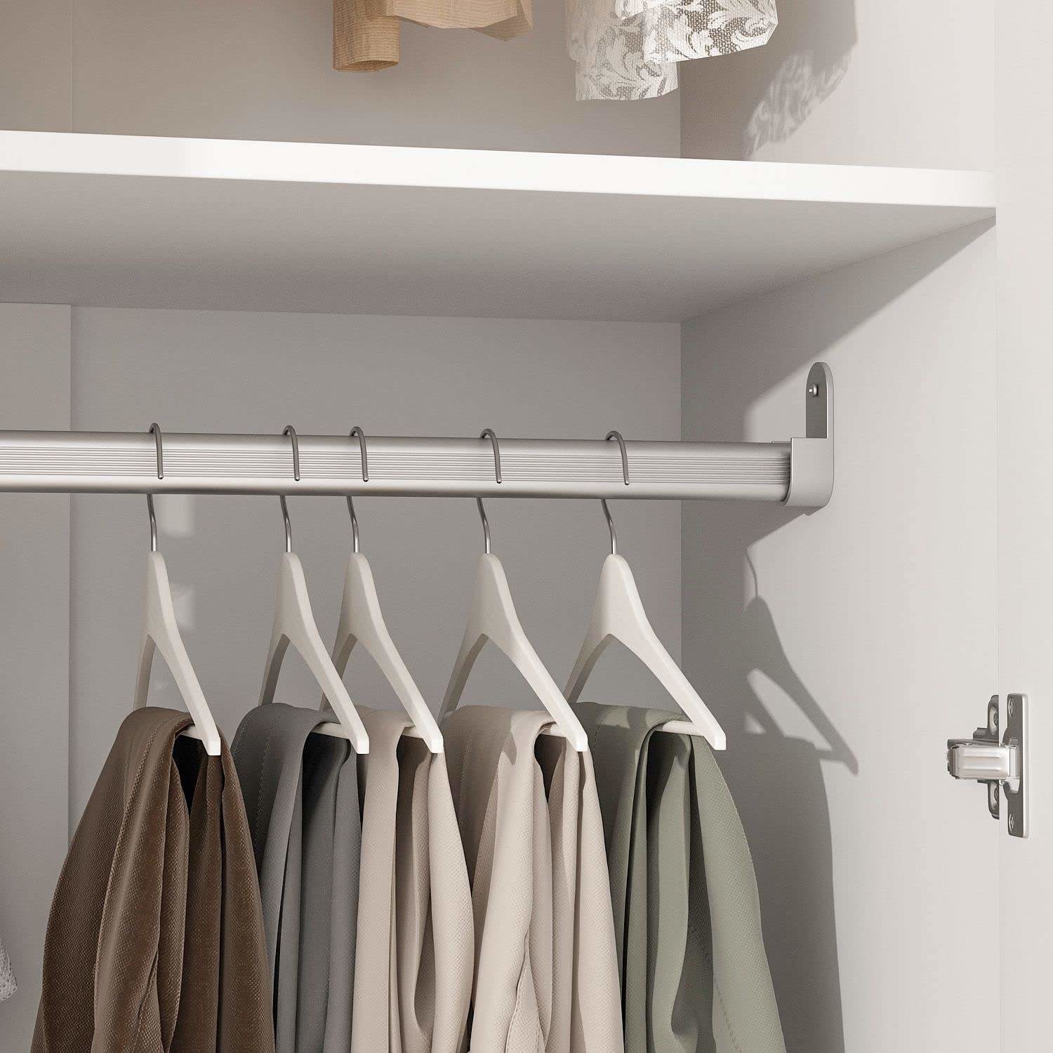 Modern White Wardrobe Cabinet With Door Easy Assemble OEM Accepted