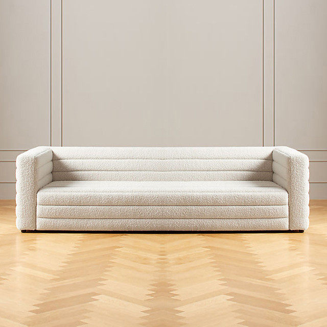 White Modern Fabric Sofa Set Segmented Splicing Comfortable Couch Set
