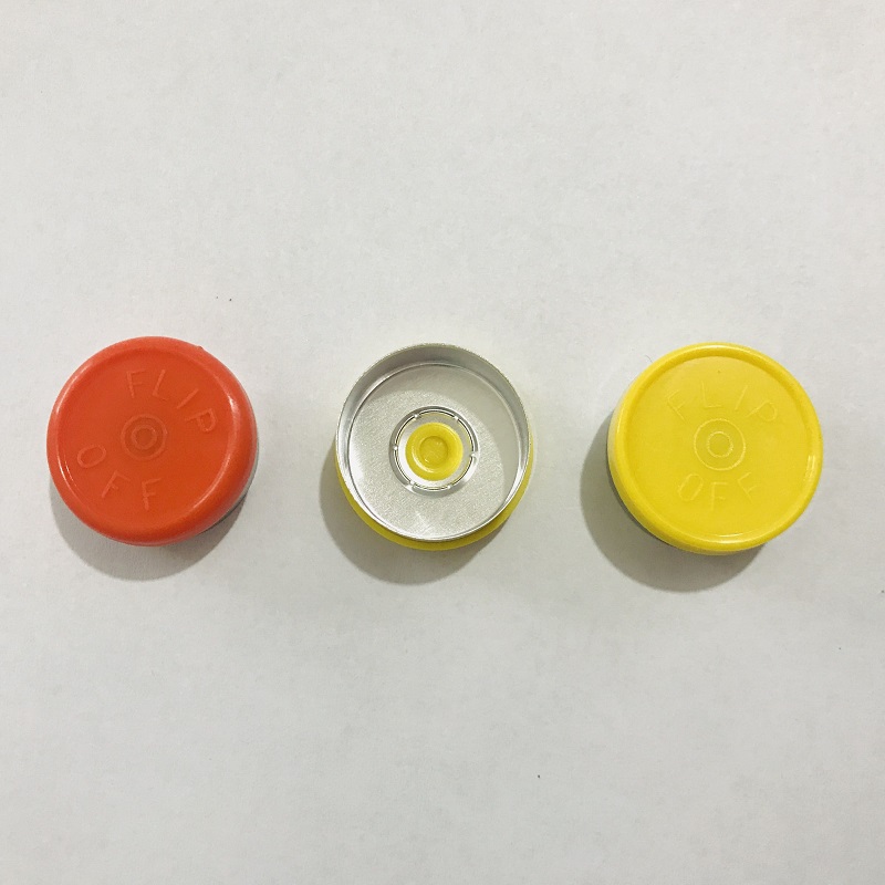 ISO9001 Blue Orange Medicine Vial Cap With Rubber Stopper