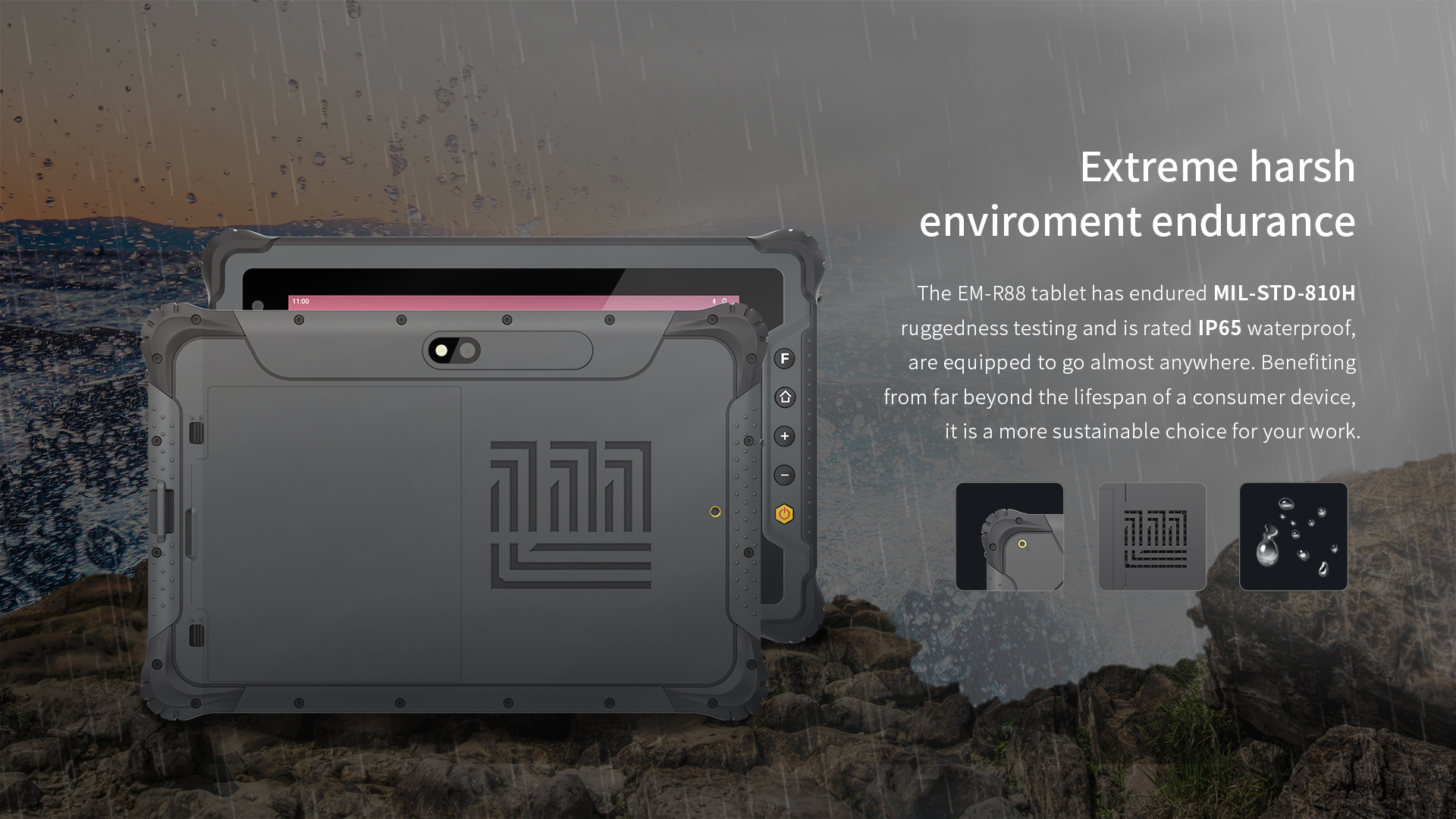 Professional Scenarios Rugged 4G WiFi GPS Fingerprint Android Tablet with 4GB Memory and Rockchip Processor