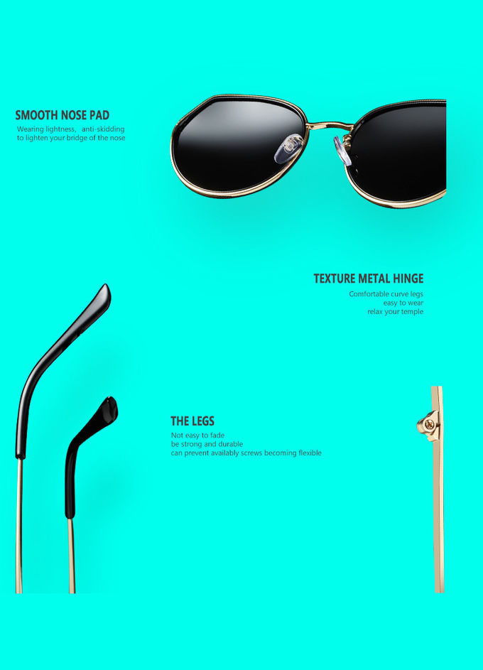 Polarized Women BSCI 142MM Resin Lens Sunglasses Luxury PC With Metal