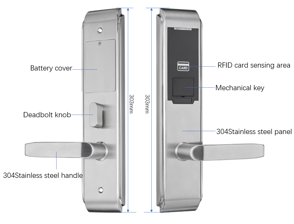 RFID Keyless Hotel Door Locks / Electronic Hotel Room Door Locks
