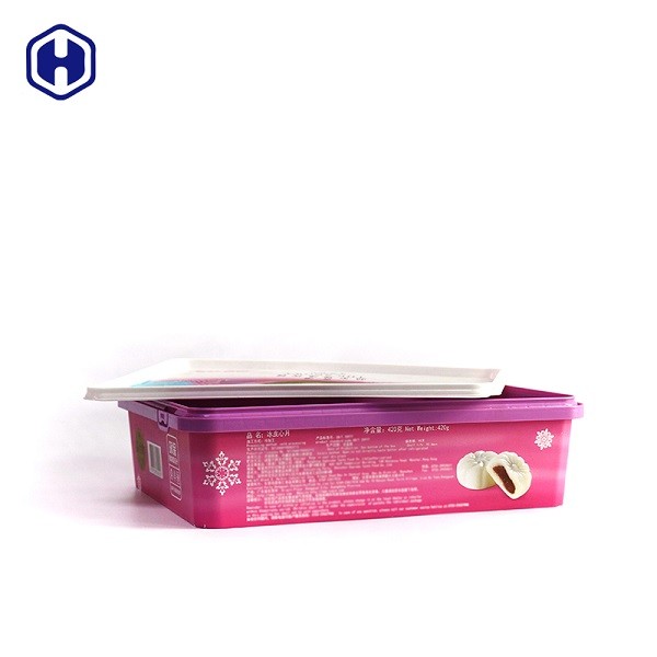 Purple PP Plastic IML Box 450g Moon Cake Packaging Customized Label