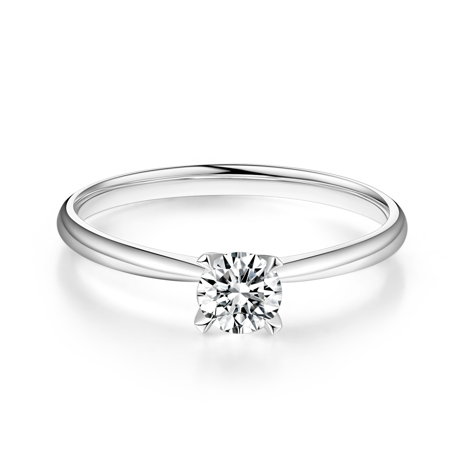 18k Classic Diamond Ring + D VS1 HPHT White Lab-Grown Diamond Ring NGTC Certified Round Synthetic Diamond Ring