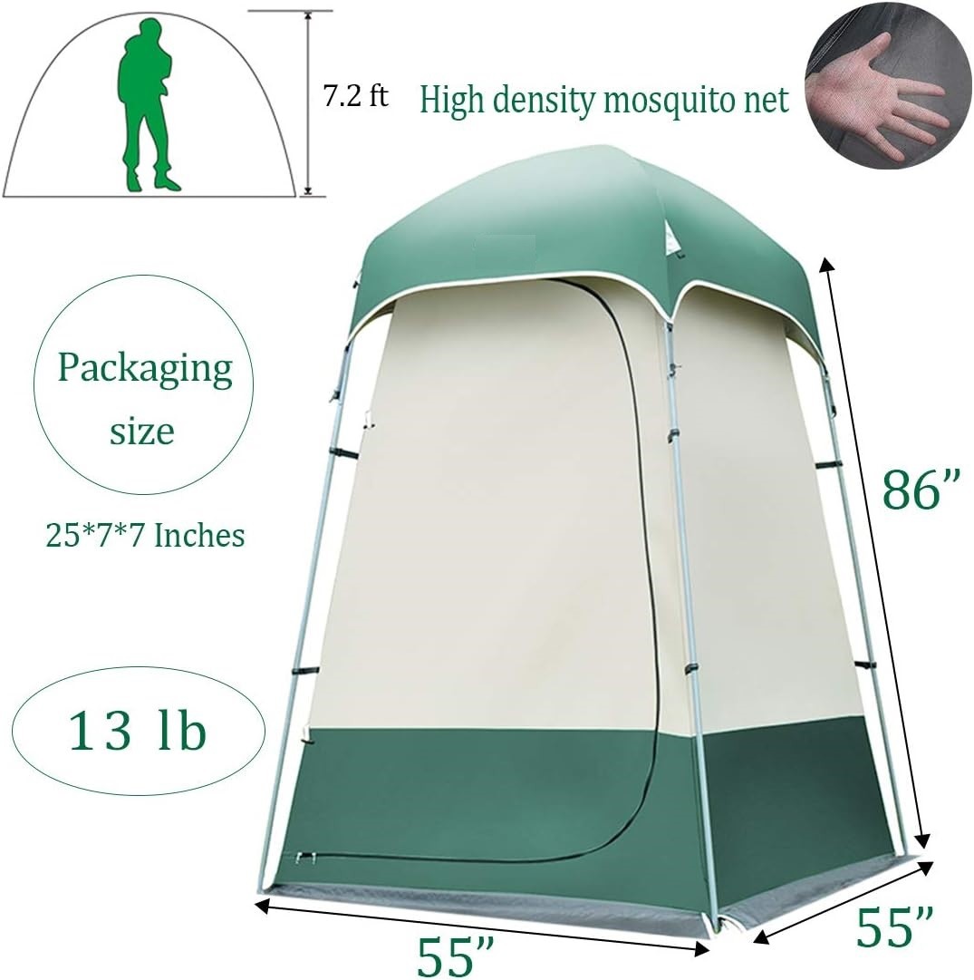 Shower Shelter – Giant Portable Outdoor Pop UP Camping Shower Tent Enclosure – Changing Room – 2 Rooms – Instant