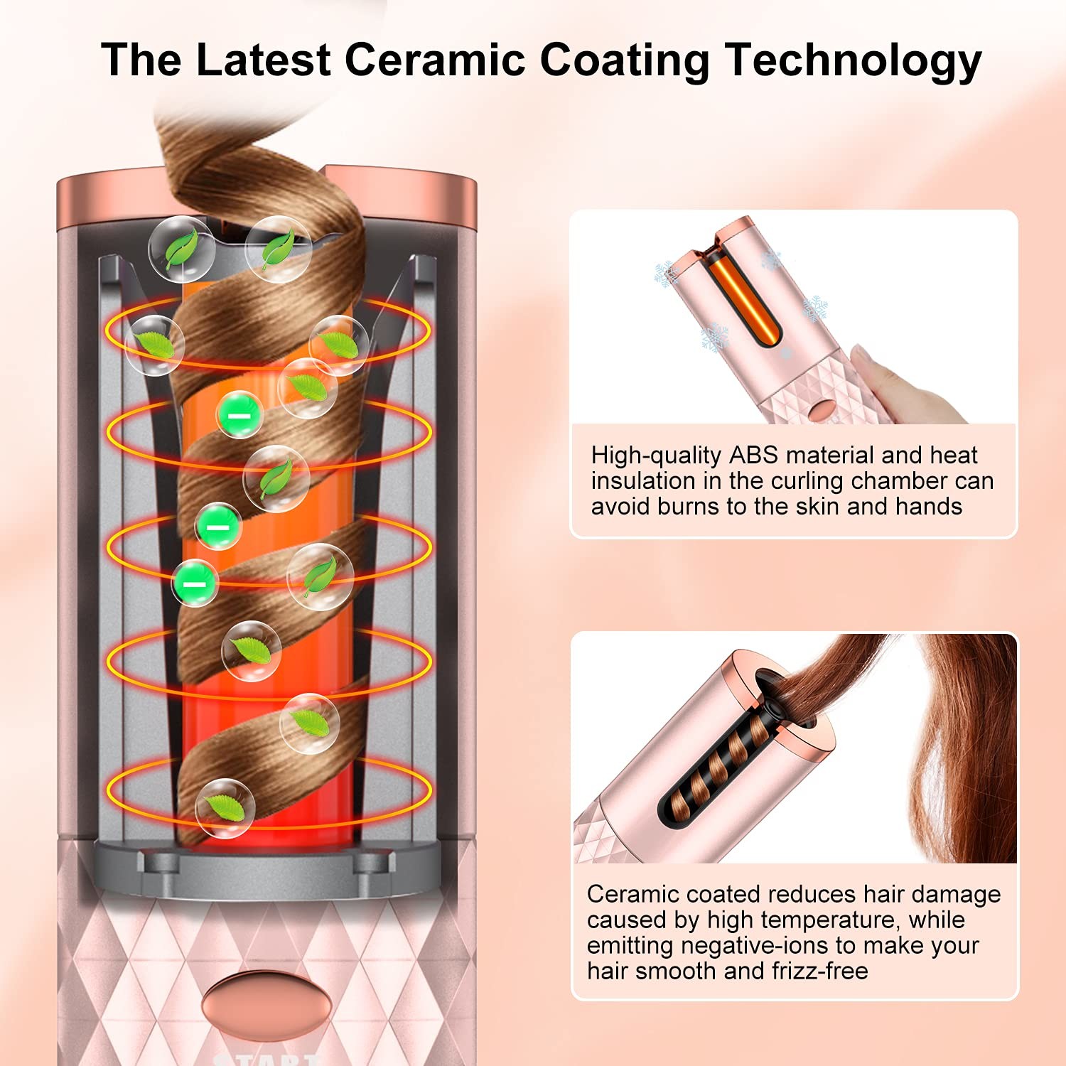 Usb Auto Rotating Hair Curler , 110-240V Cordless Rotating Curling Iron