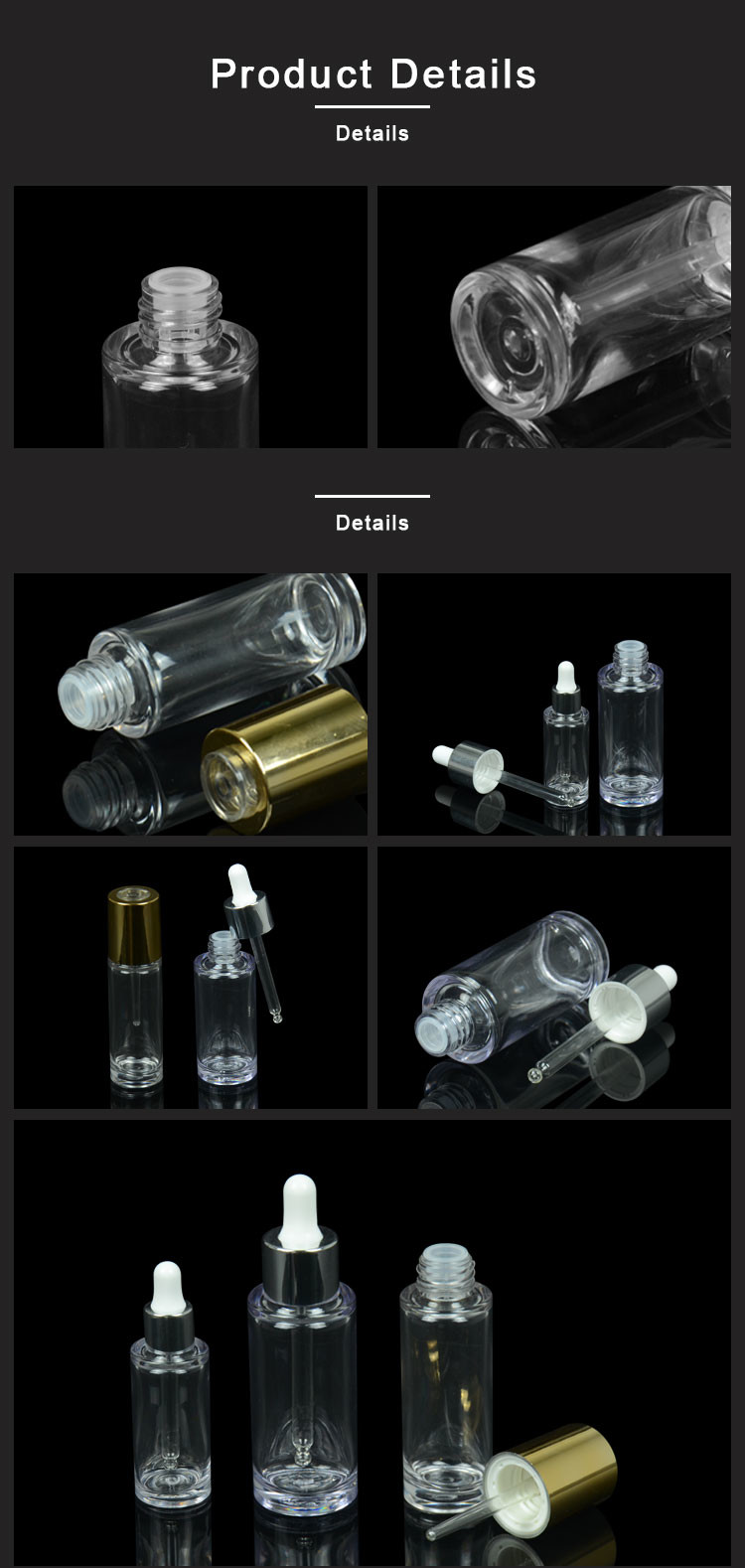 Empty PETG Dropper Bottle 10ml 30ml 40ml Essential Oil Bottle With Squeeze Tube Dropper