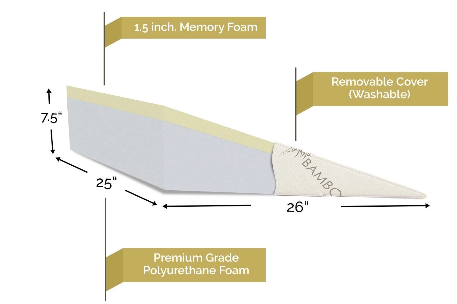 Supportive Layered Memory Foam Wedge Pillow Sleeping Position Adjustable