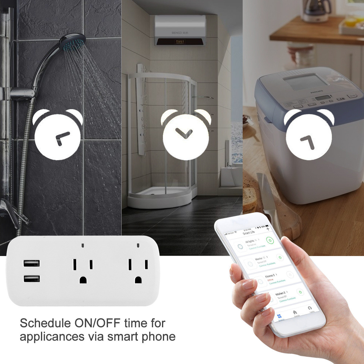 Smart Home Wireless Plug Socket US Standard Tuya Smart Plug With 2 USB Ports