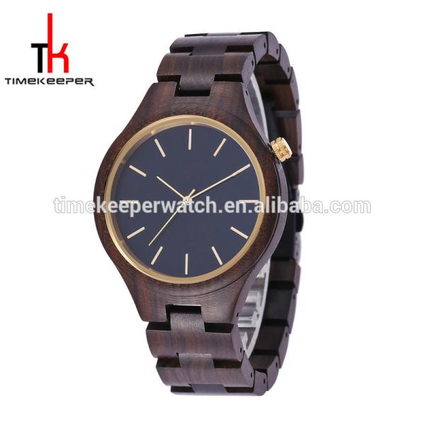Black sandal quartz movement wood watch cheap price good quality timekeeper men