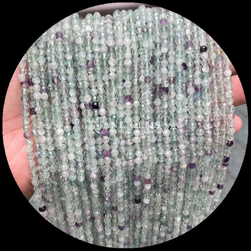 Natural Gems Bead Round Cut Faceted Crystal Healing Mini Gemstones Moss Agate Snowflake Obsidian Various Loose Bead Strands Ideal for Handcrafted