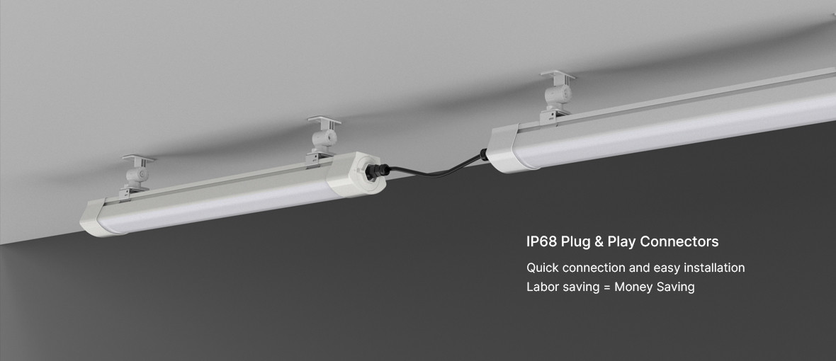 45W Commercial Linear LED Lighting Dustproof Linear Suspension Lighting IP65