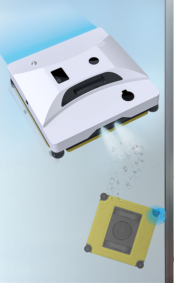 3 Mode Window Cleaning Robot 65 DB Automatic Noise Water Spray Window Cleaner
