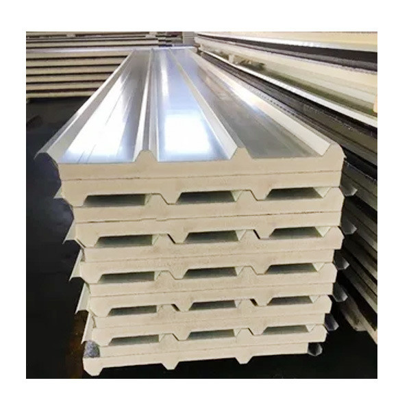 Four Wave Polyurethane PU Roof Panel Fireproof Thermal Insulation Sandwich Panel