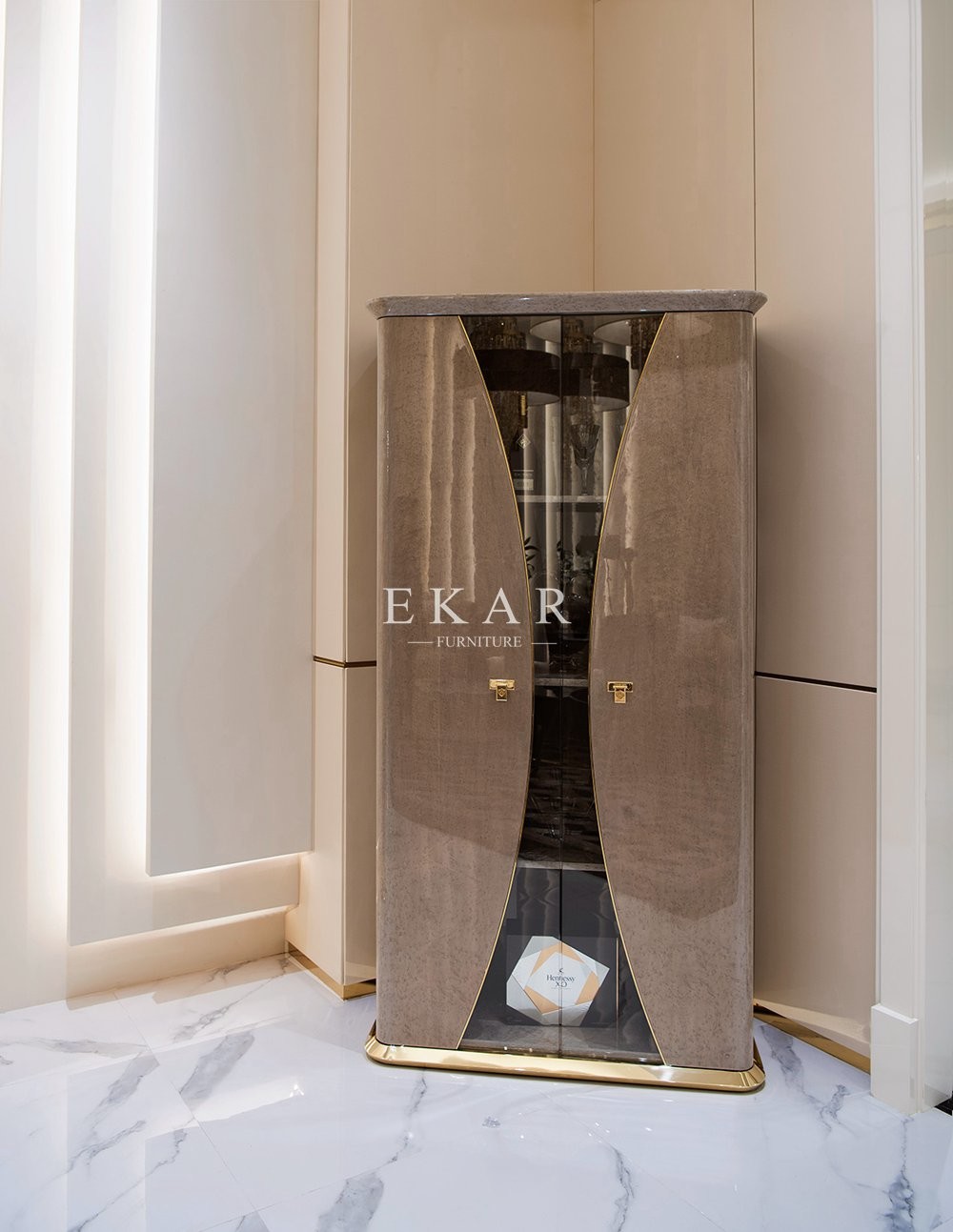 Dining Room Wooden Cupboard Storage Display Glass Cabinet