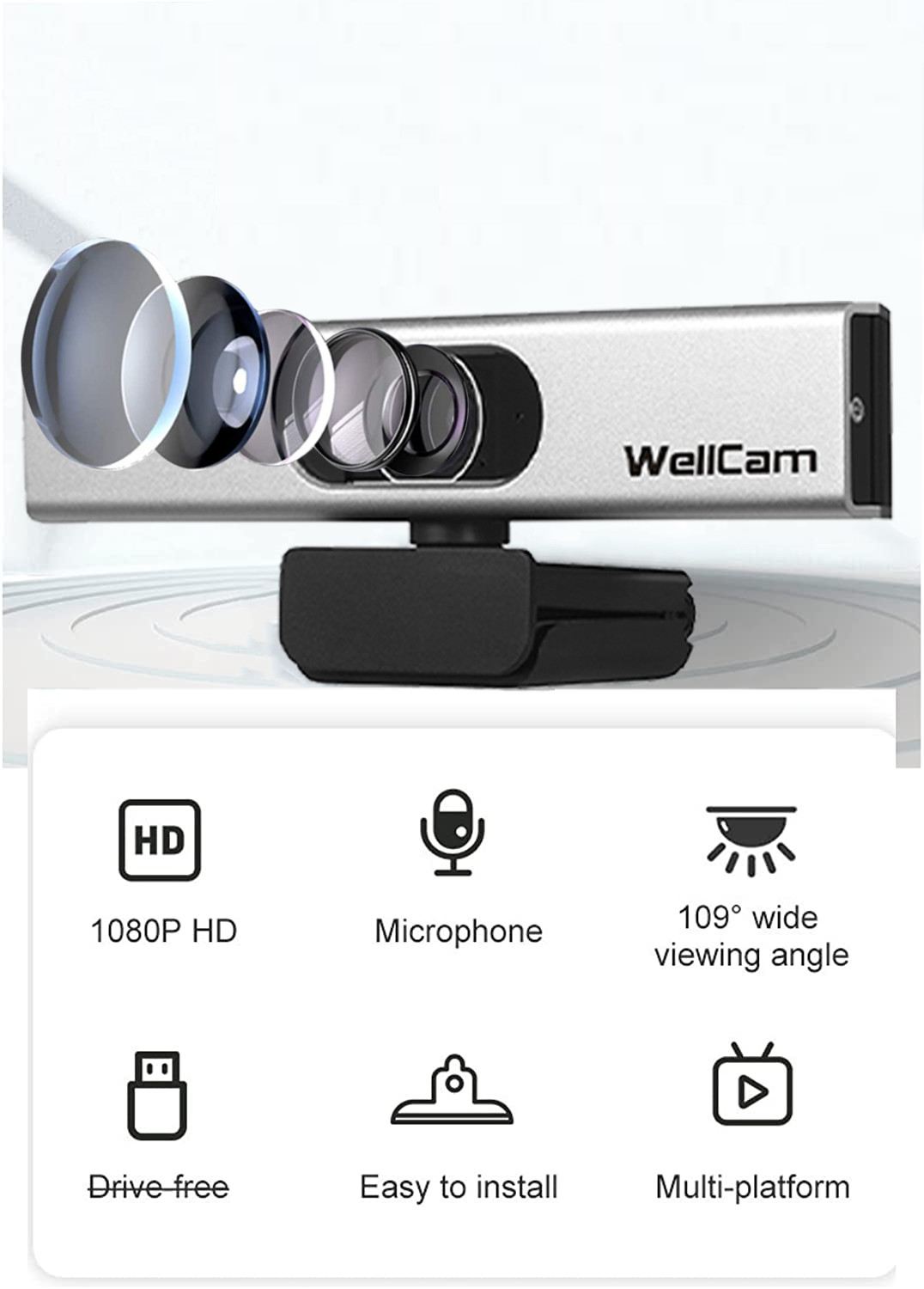 2.0 Megapixel Wide Angle Camera 1080p Webcam For Pc Laptop Desktop