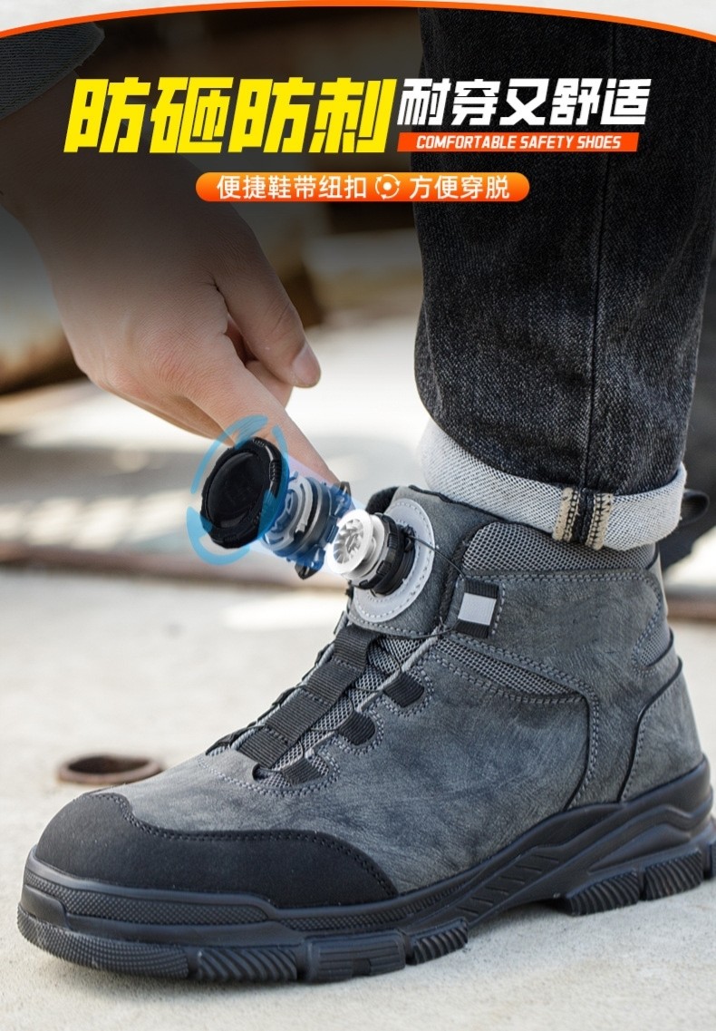 Kevlar Midsole Safety Boots For Security Work In Black Microfiber