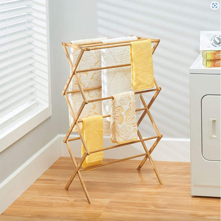 Space-saving 120*50*150cm Bamboo Accordion Clothes Dryer Drying Rack for Clothing