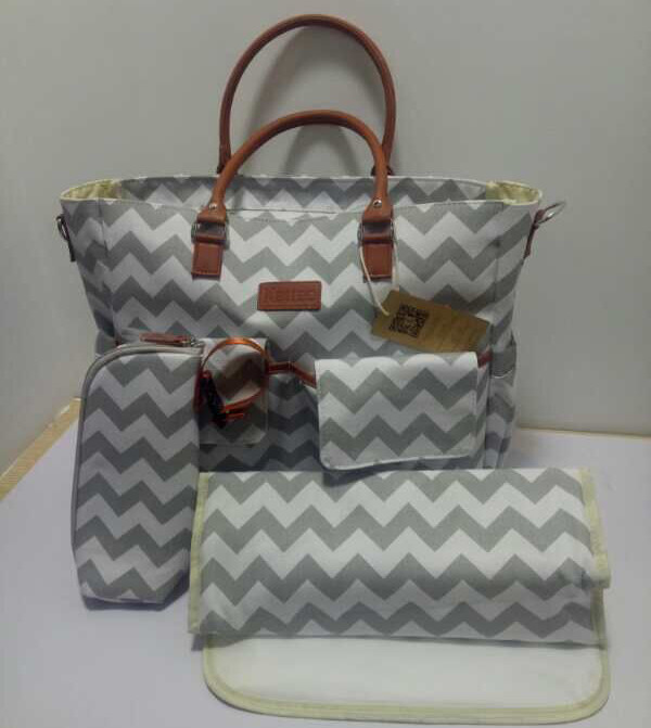 Canvas Polyester Cotton Mummy Diaper Bag With Adjustable Stroller Strap