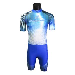 China Blue Sublimation Inline Skate Wear , Lycra Inline Speed Skating Skinsuit on sale