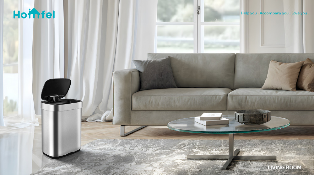 Big Volume Steel Automatic Sensor Trash Bin Open Top Touchless Trash Can