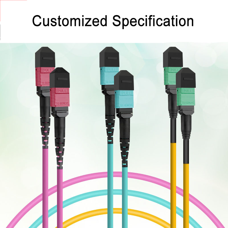 1 Meter 12 Cores OM4 MPO Fiber Optic Patch Cord And Pigtail Jumper For Data Center