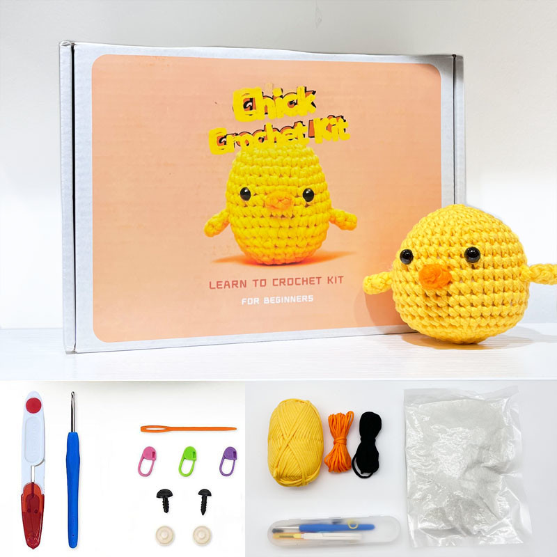 Milk Cotton Cute Chick DIY Crochet Kit Crafts Knitting Tool Kit For Beginners