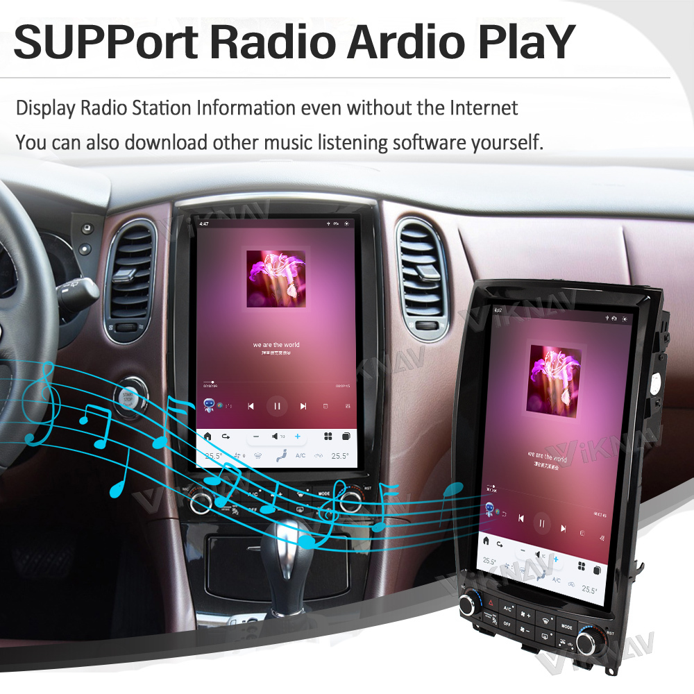 Viknav Car Radio For Infiniti QX50 EX25 (2010-2017) multimedia player Touch Screen Stereo GPS Navigation Audio