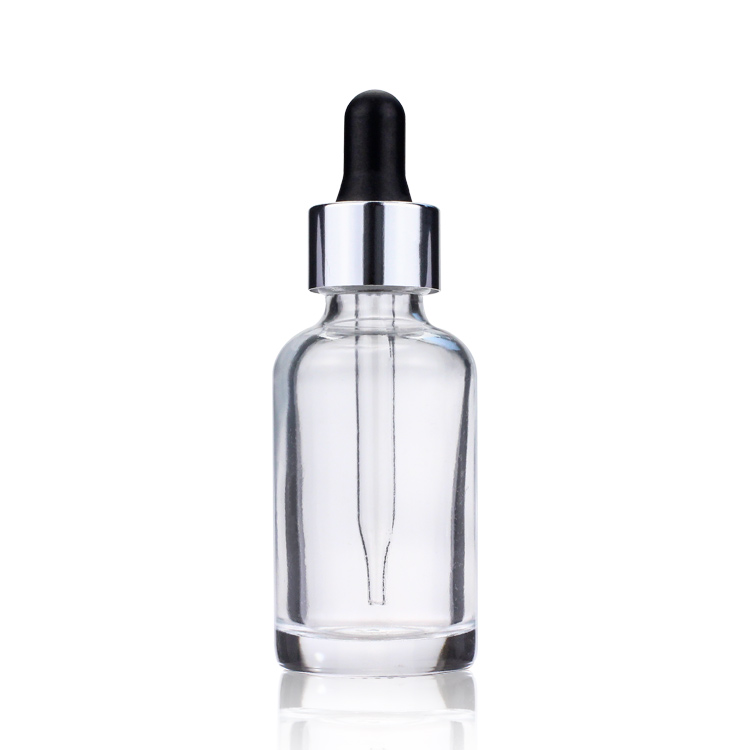 Round Shape Empty Essential Oil Bottles 30ml Clear Glass Dropper Bottles