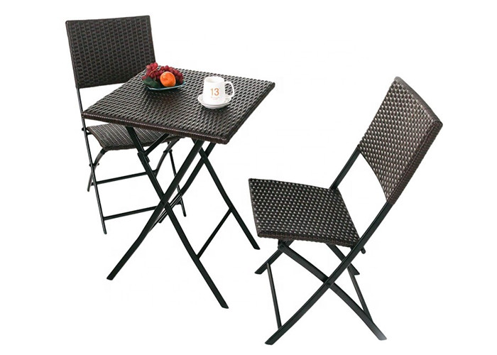 EN581 Approved Rattan Folding Garden Chairs With Powder Coated Frame