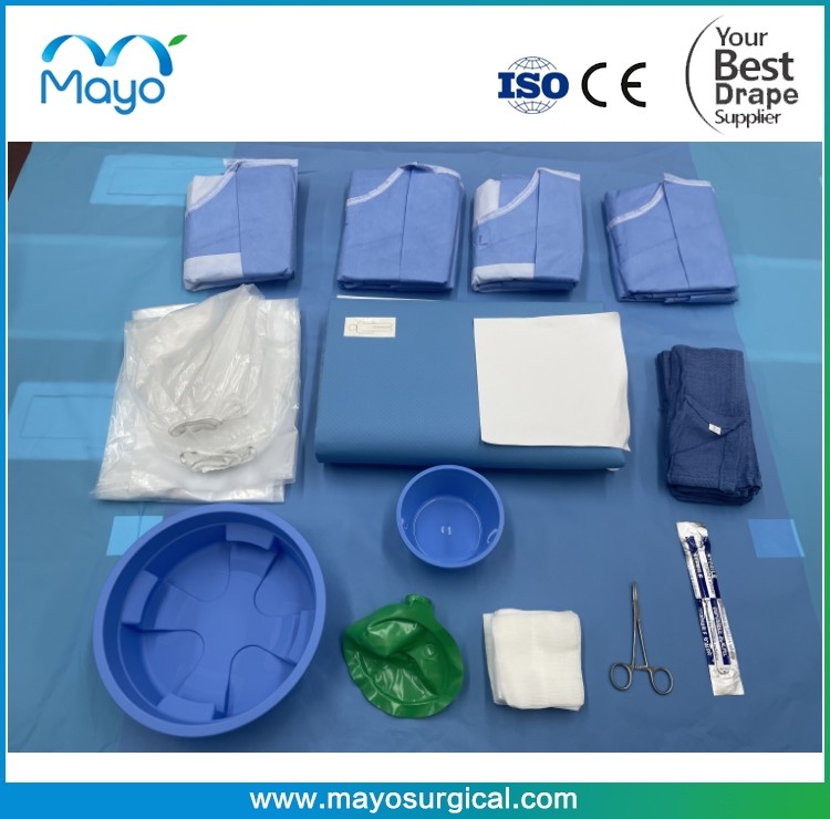 Cardiac Cath Lab Use Disposable Sterile Surgical Cardiovascular Pack With Angio Drape 4 Hole