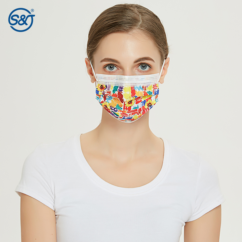 Disposable Protective Cute Kids Face Mask Vibrant Color Printing Respirator Ear Loops Daily Use ASTM F2100 LEVEL 3