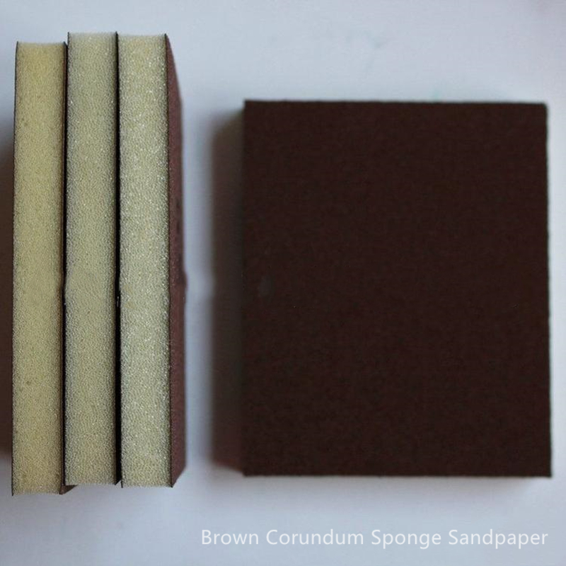 Two Sides Sponge Sanding Pads Brown Corundum Wood Polishing