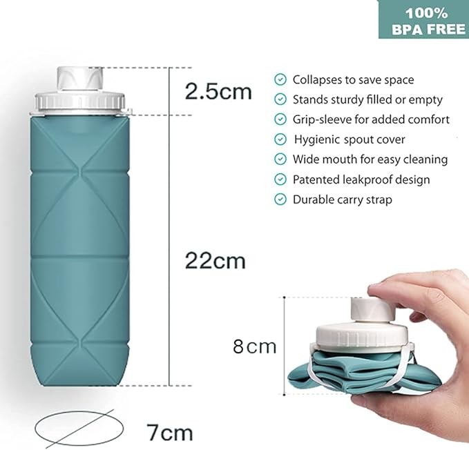 Silicone Collapsible Water Bottles Pop Its Water Bottle For Toddlers Camping Cup With Carabiner