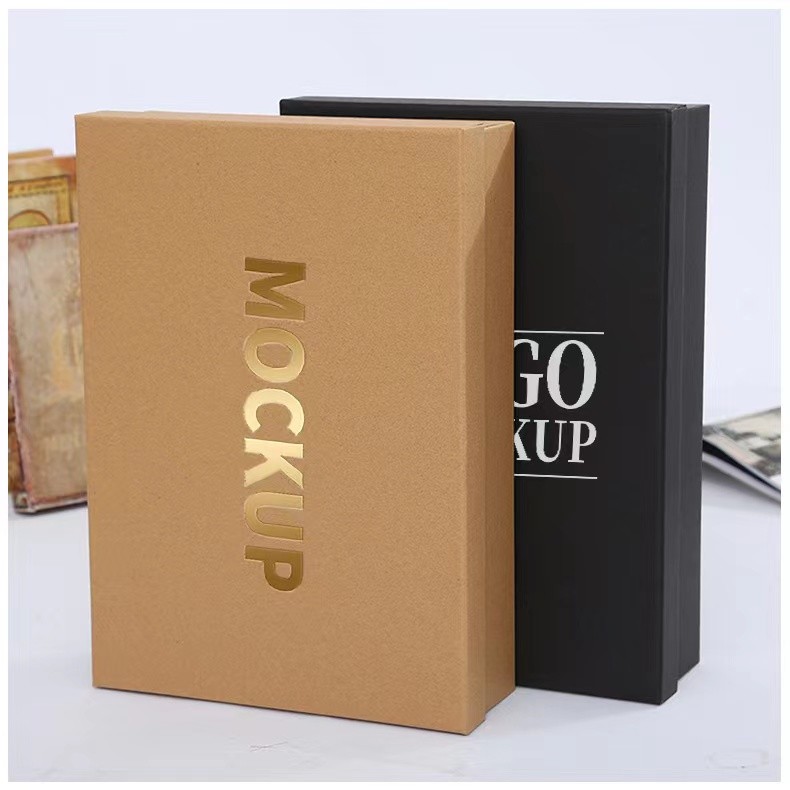 Black Buff Ornament Kraft Jewelry Boxes 250gsm-1500gsm Ring Necklace Paper Box