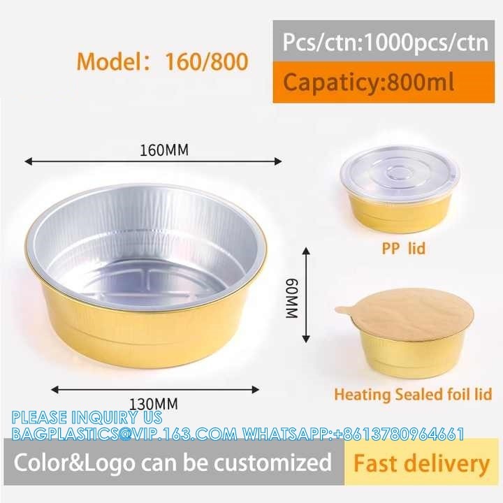 140mm Diameter 600ml Custom Logo Disposable Aluminum Foil Baking Loaf Shape Pan/Tray Aluminum Foil Takeaway