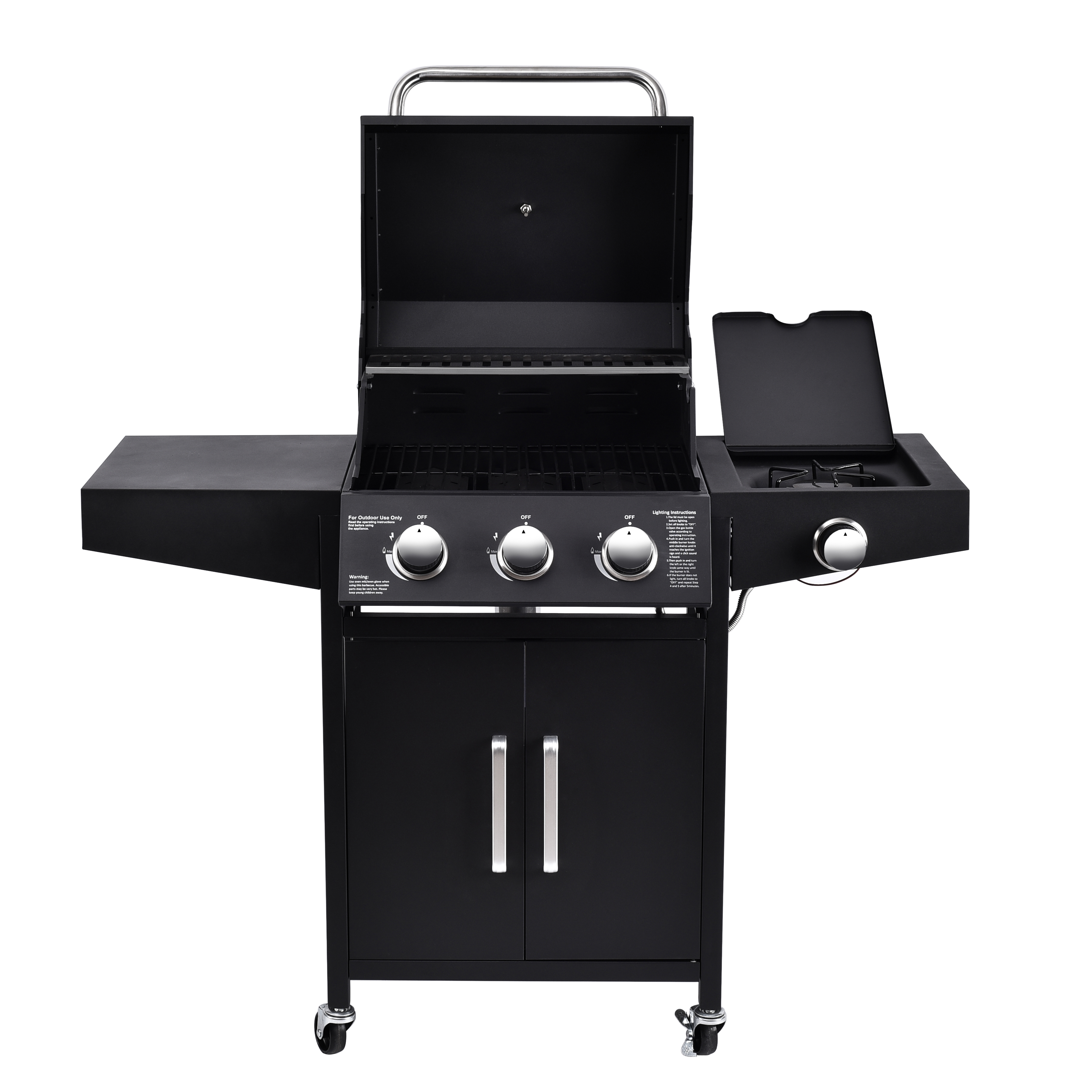 Gas Barbecue Grills Outdoor With Stove hybrid grill 3 1 burners Butane for Tailgating