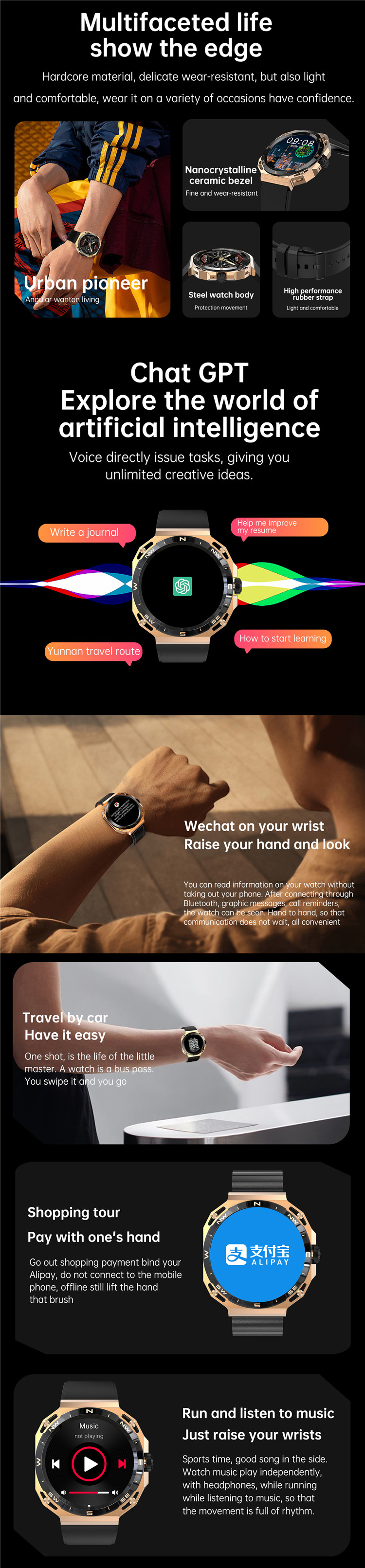 2023 Sport Smartwatch for Men GT5 Smart Watch with Android OS and Sport Pedometer Function
