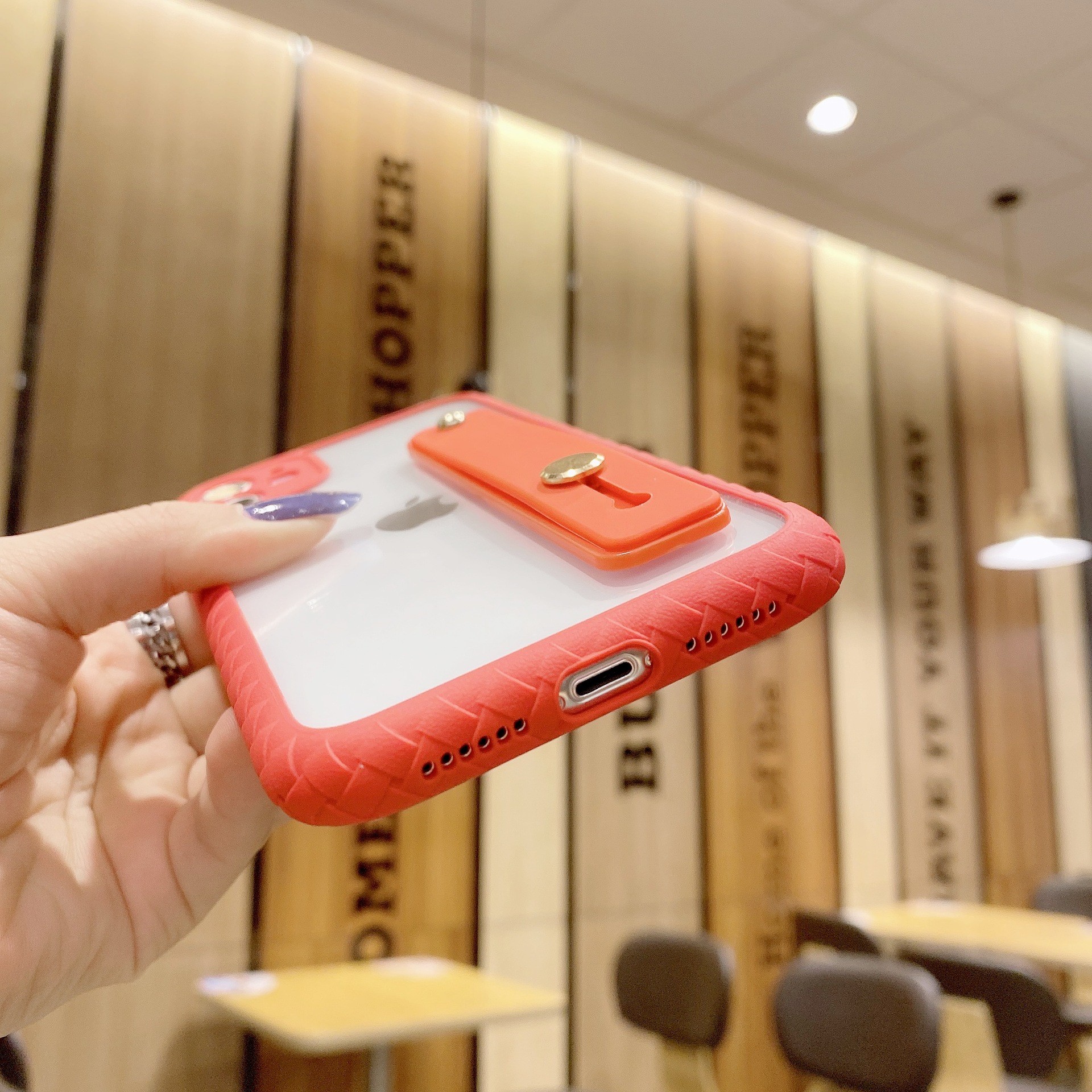 Anti Lost Finger Grip Phone Case High Clear Back Bumper For Iphone 11