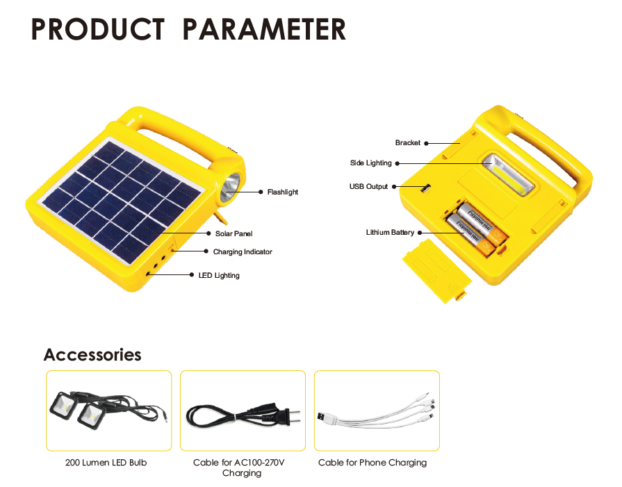Portable Generator Energy Mobile Charging Solar Power Kit with 2400mAh Power Bank