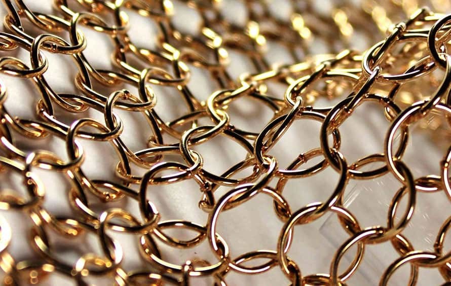 Polished Electroplated Metal Ring Mesh For Decorative Application