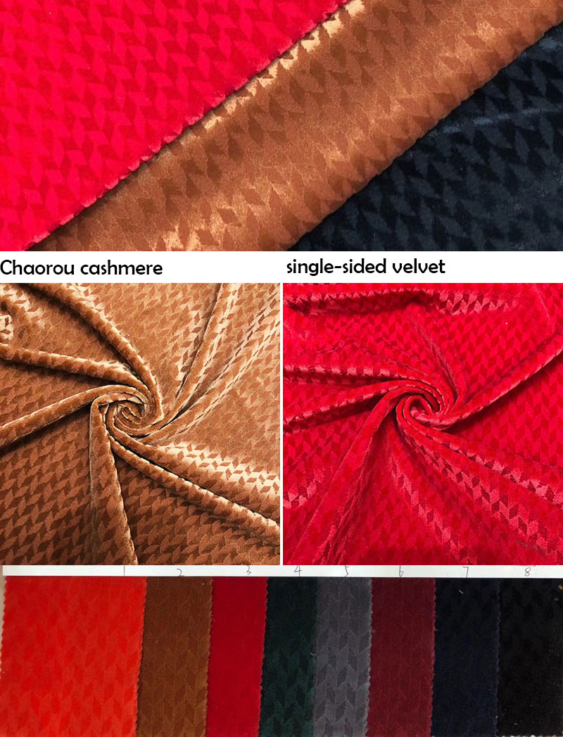 Soft Embossed 260gsm Stretch Velvet Velour Fabric Plaid Velvet Fabric